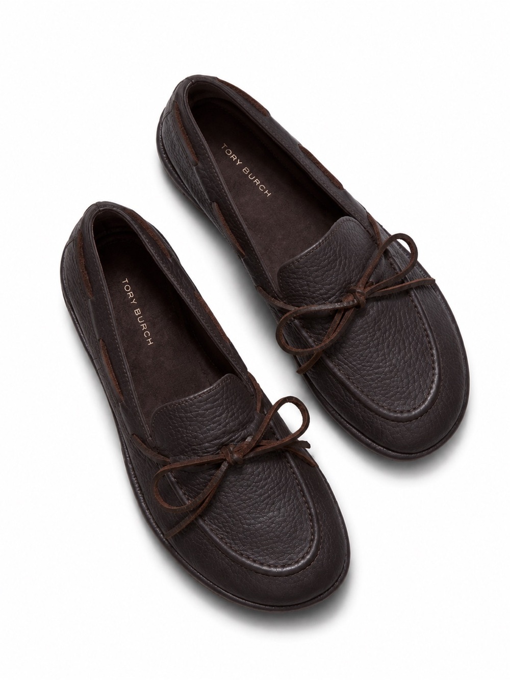 TORY BURCH The Boaty Brown Leather Boat Shoes 6.5